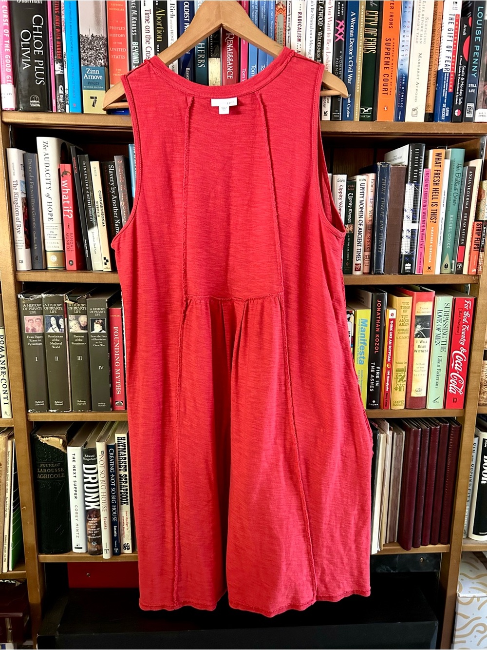 J Jill Coral Red Sleeveless POCKETS Swing A-line Tank Dress, size L - Picture 5 of 10